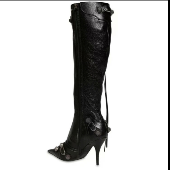Brand New🎁FREE GIFT INCLUDED🎁High Knee High Heels Boots Zippers Tassel Metal - Picture 4 of 15